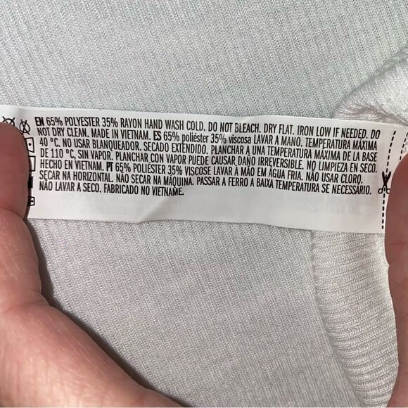 Forever 21 Womens Scoop Neck Sleeveless Ruffle Hem Ribbed Tank Top White Large - Picture 4 of 5